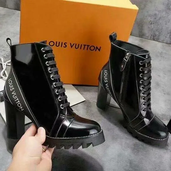 Louis Vuitton lv woman ankle sock boots high heels  Saltos louis vuitton,  Sapatos de grife, Sapatos de luxo