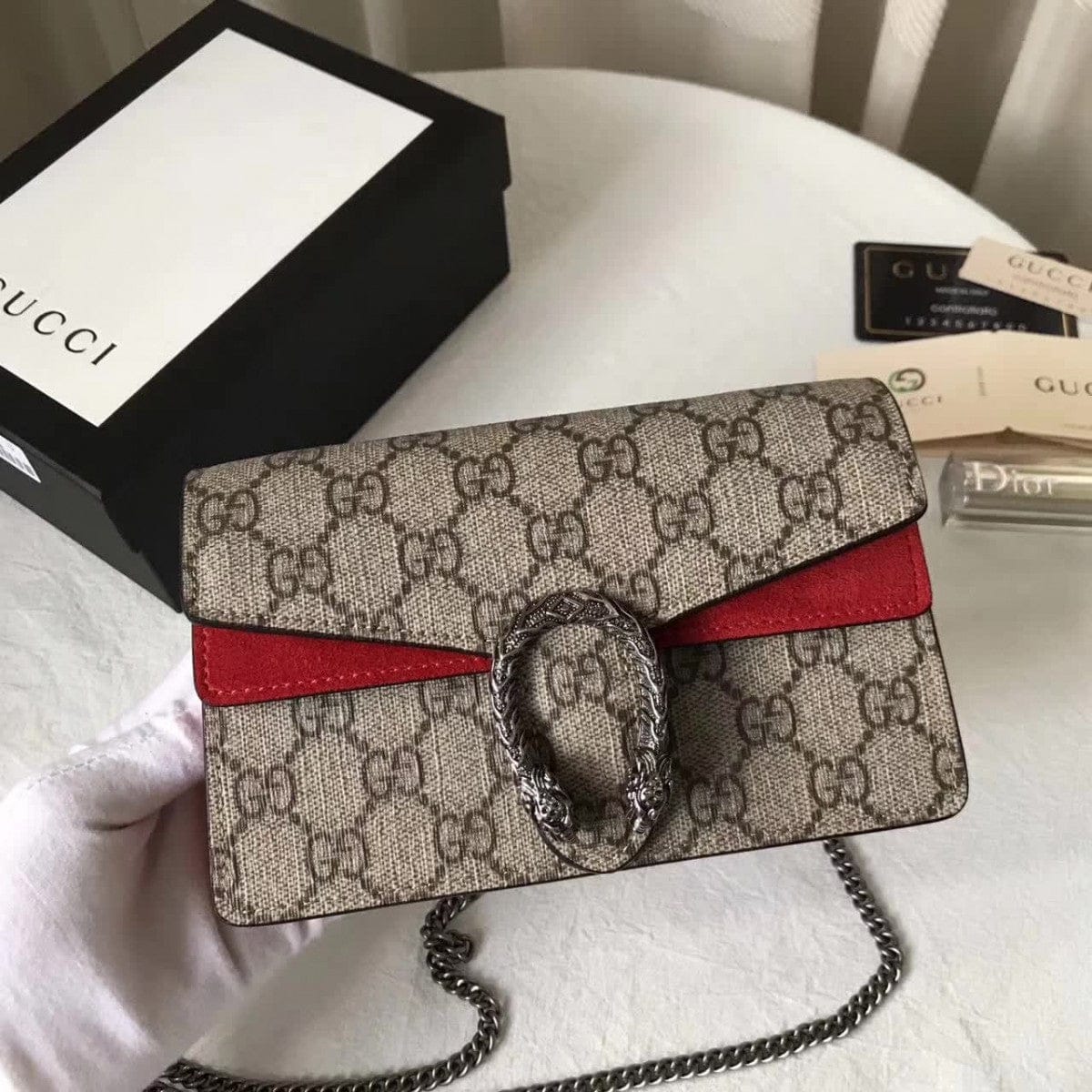 Bolsa Gucci Dionysus Crystals Super Mini Prata - LilaBlu Acessórios