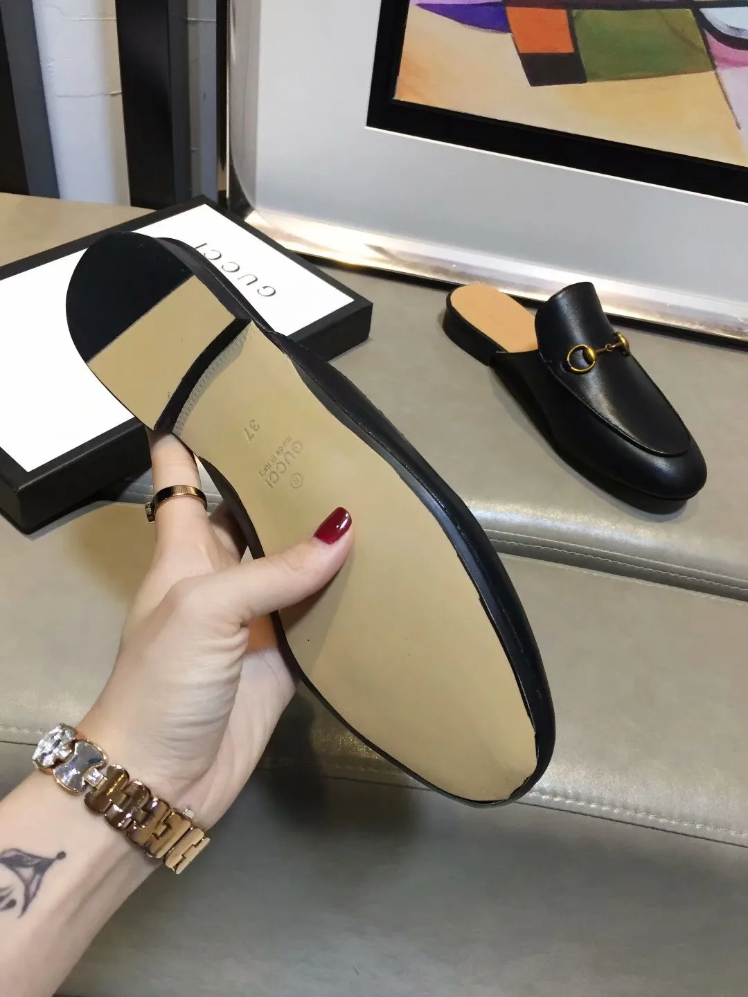 Mule Slipper Gucci Princetown couro - Loja Must Have