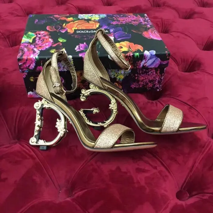 Sandália Lurex D&G Salto Logo Dourado - Loja Must Have