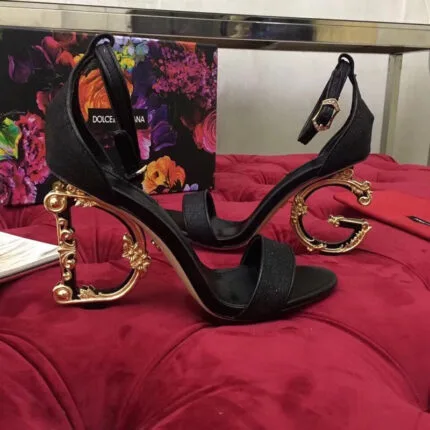 Sandália Lurex D&G Salto Logo Dourado - Loja Must Have