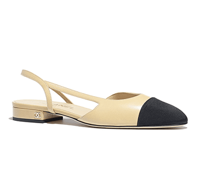 Sapatilha Chanel Slingback Goatskin &amp;amp; Grosgrain