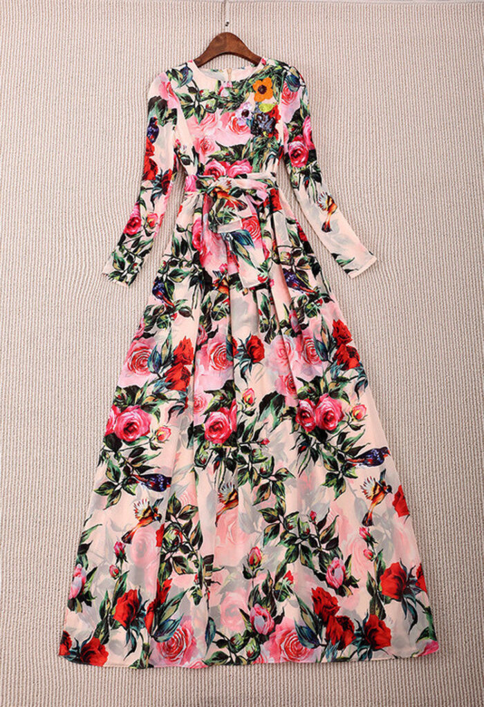 Vestido D&G Rose-Print Gown Dolce&Gabbana Inspired - Loja Must Have